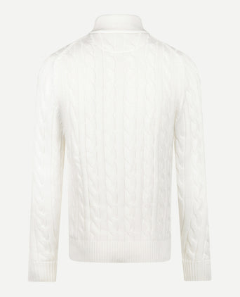 Cable Zip Mock Sweater | Off White