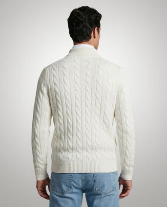 Half-Zip Cable Knit Sweater Cotton | Off White
