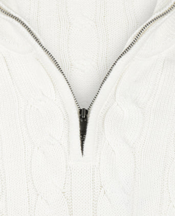 Half-Zip Cable Knit Sweater Cotton | Off White
