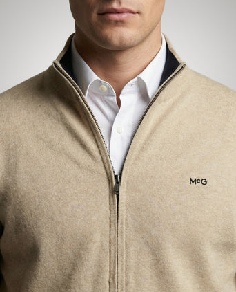 Zipped Cardigan Cotton Cashmere | Sand