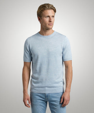T-shirt Extra Fine Merino Ronde Hals | Light Blue T-shirt Extra Fine Merino Ronde Hals | Light Blue