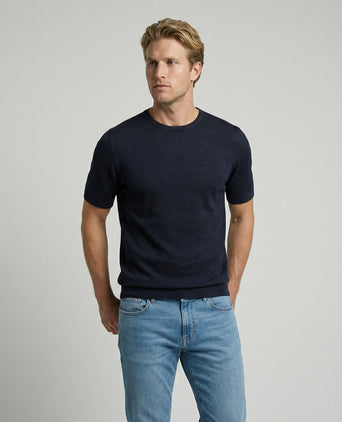 T-shirt Extra Fine Merino Round Neck | Navy