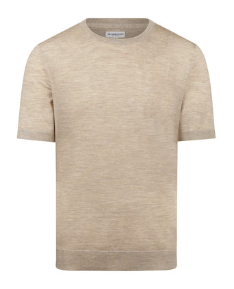 Extra Fine Merino Crew Neck T-Shirt | Sand