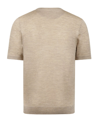 Extra Fine Merino Crew Neck T-Shirt | Sand