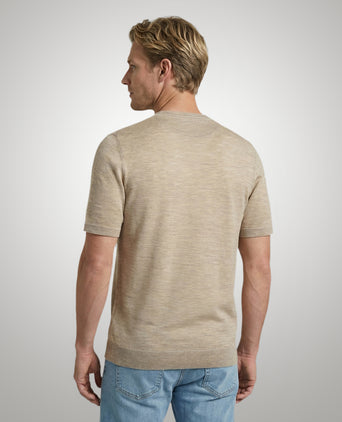 Extra Fine Merino Crew Neck T-Shirt | Sand