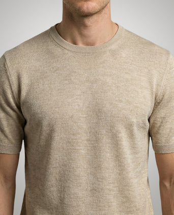 Extra Fine Merino Crew Neck T-Shirt | Sand