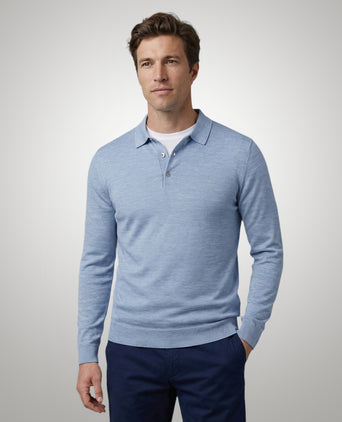 Polo Sweater Merino Wool | Light Blue