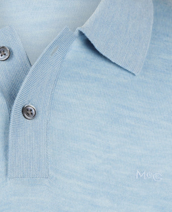 Polo Sweater Merino Wool | Light Blue
