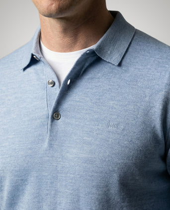 Polo Sweater Merino Wool | Light Blue