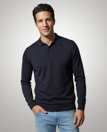 Polo Sweater Merino Wool | Navy