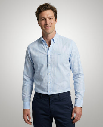 Overhemd Katoen Linnen Streep | Light Blue