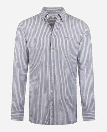 Overhemd Katoen Linnen Streep | Indigo