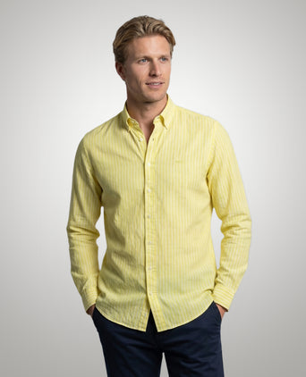 Overhemd Katoen Linnen Streep | Light Yellow