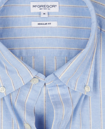 Overhemd Katoen Linnen Grote Streep | Light Blue