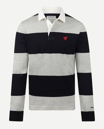 Rugby Jersey Striped | Medium Grey Melange