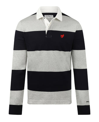 Rugby Jersey Striped | Medium Grey Melange