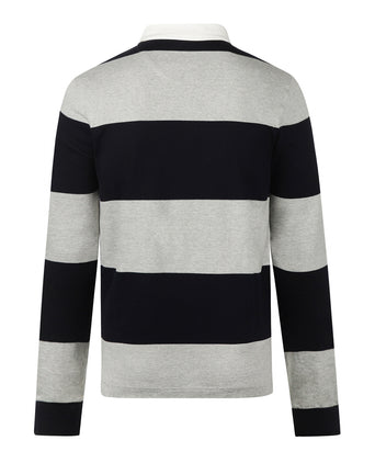 Rugby Jersey Striped | Medium Grey Melange