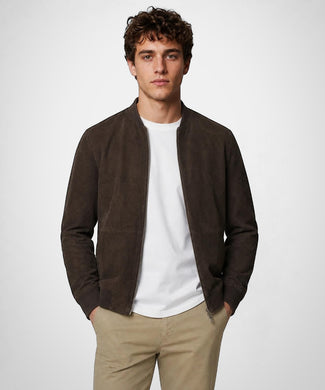 Suede Bomber Jacket | Chocolate Brown Suede Bomber Jacket | Chocolate Brown