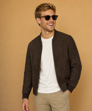 Suede Bomber Jacket | Chocolate Brown Suede Bomber Jacket | Chocolate Brown