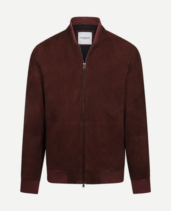 Suede Bomber Jacket | Burgundy