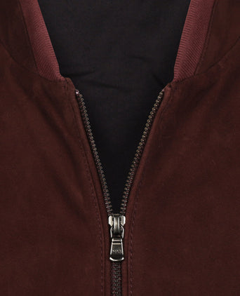 Suede Bomber Jacket | Burgundy