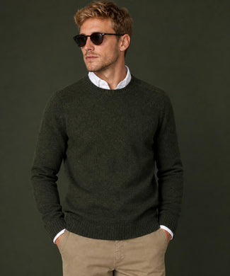 Trui Lamswol Ronde Hals | Dark Olive Trui Lamswol Ronde Hals | Dark Olive