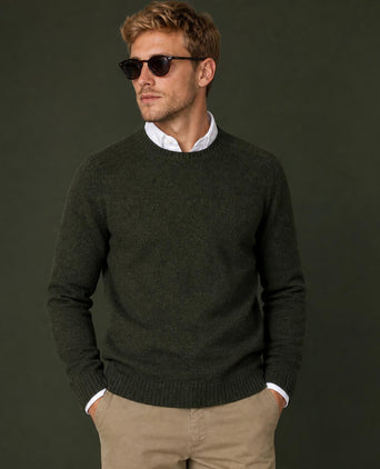 Trui Lamswol Ronde Hals | Dark Olive