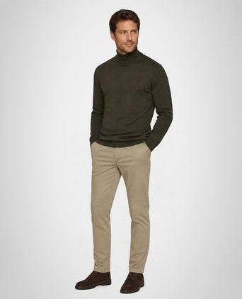 Cotton-Cashmere Turtleneck Sweater | Dark Olive
