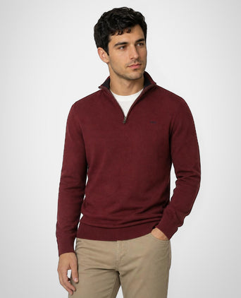Zip Mock Trui Katoen-Kasjmier | Burgundy