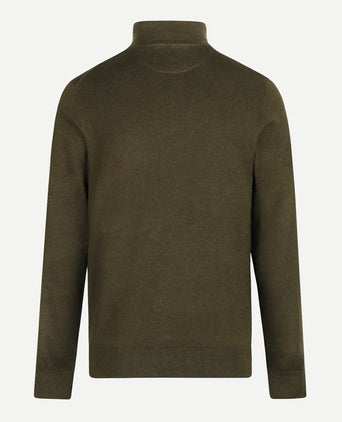 Zip Mock Trui Katoen-Kasjmier | Dark Olive