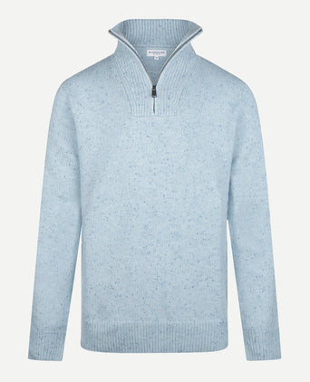 Fishermans Zip Mock Trui Wol | Light Blue