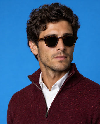 Fishermans Zip Mock Trui Wol | Burgundy