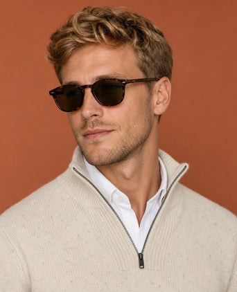 Fishermans Zip Mock Trui Wol | Stone