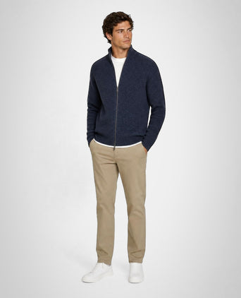 Zip Thru Ribbed Vest Lamswol | Navy