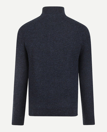 Zip Thru Ribbed Vest Lamswol | Navy