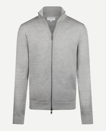 Fine Merino Zip Thru Vest | Medium Grey Melange