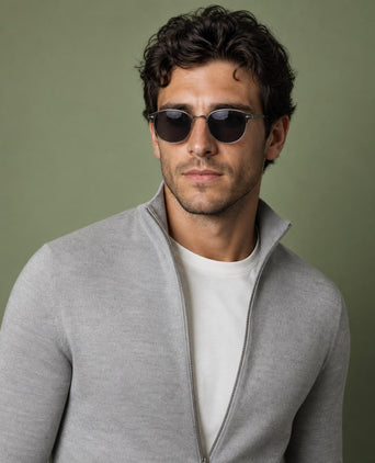 Fine Merino Zip Thru Vest | Medium Grey Melange