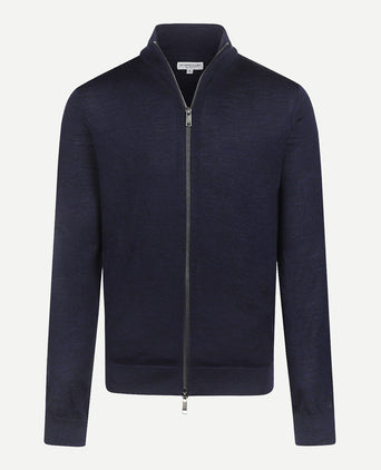 Fine Merino Zip Thru Vest | Navy