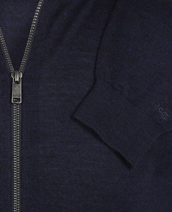 Fine Merino Zip Thru Vest | Navy