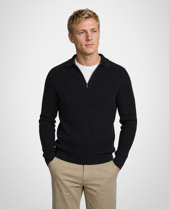 Structured Polo Trui Katoen-Kasjmier | Navy