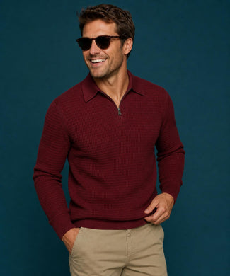 Structured Polo Trui Katoen-Kasjmier | Burgundy Structured Polo Trui Katoen-Kasjmier | Burgundy