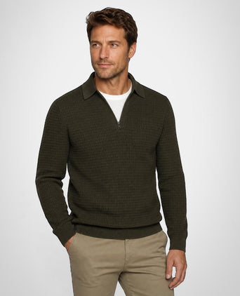 Structured Polo Trui Katoen-Kasjmier | Dark Olive