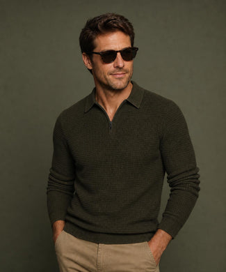 Structured Polo Trui Katoen-Kasjmier | Dark Olive Structured Polo Trui Katoen-Kasjmier | Dark Olive