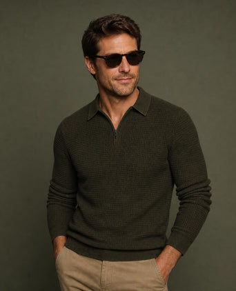 Structured Polo Trui Katoen-Kasjmier | Dark Olive