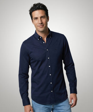 Overhemd Stretch Piqué | Navy Overhemd Stretch Piqué | Navy