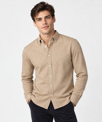 Overhemd Stretch Piqué | Sand Overhemd Stretch Piqué | Sand