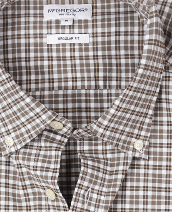 Overhemd Stretch Oxford Ruit | Chocolate Brown