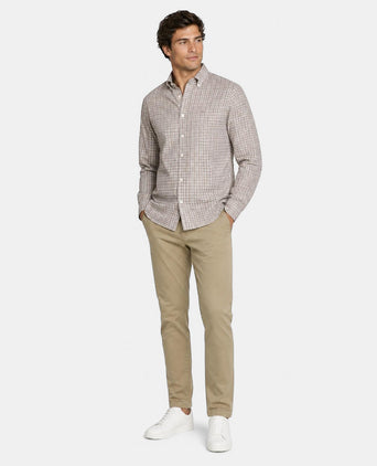 Overhemd Stretch Oxford Ruit | Chocolate Brown