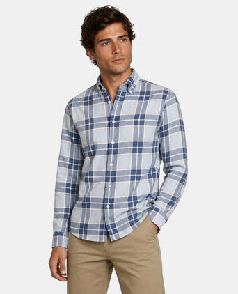 Overhemd Melange Ruit | Light Blue