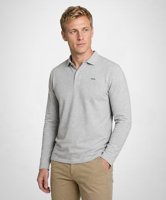 Classic Polo Lange Mouw | Medium Grey Melange Classic Polo Lange Mouw | Medium Grey Melange